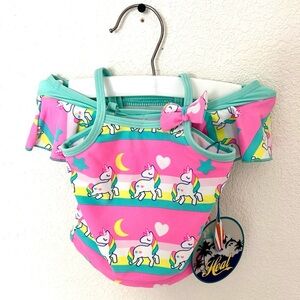 Baby Girl Pink Unicorn Tankini With Bow And Ruffle Details - 6M-New With…